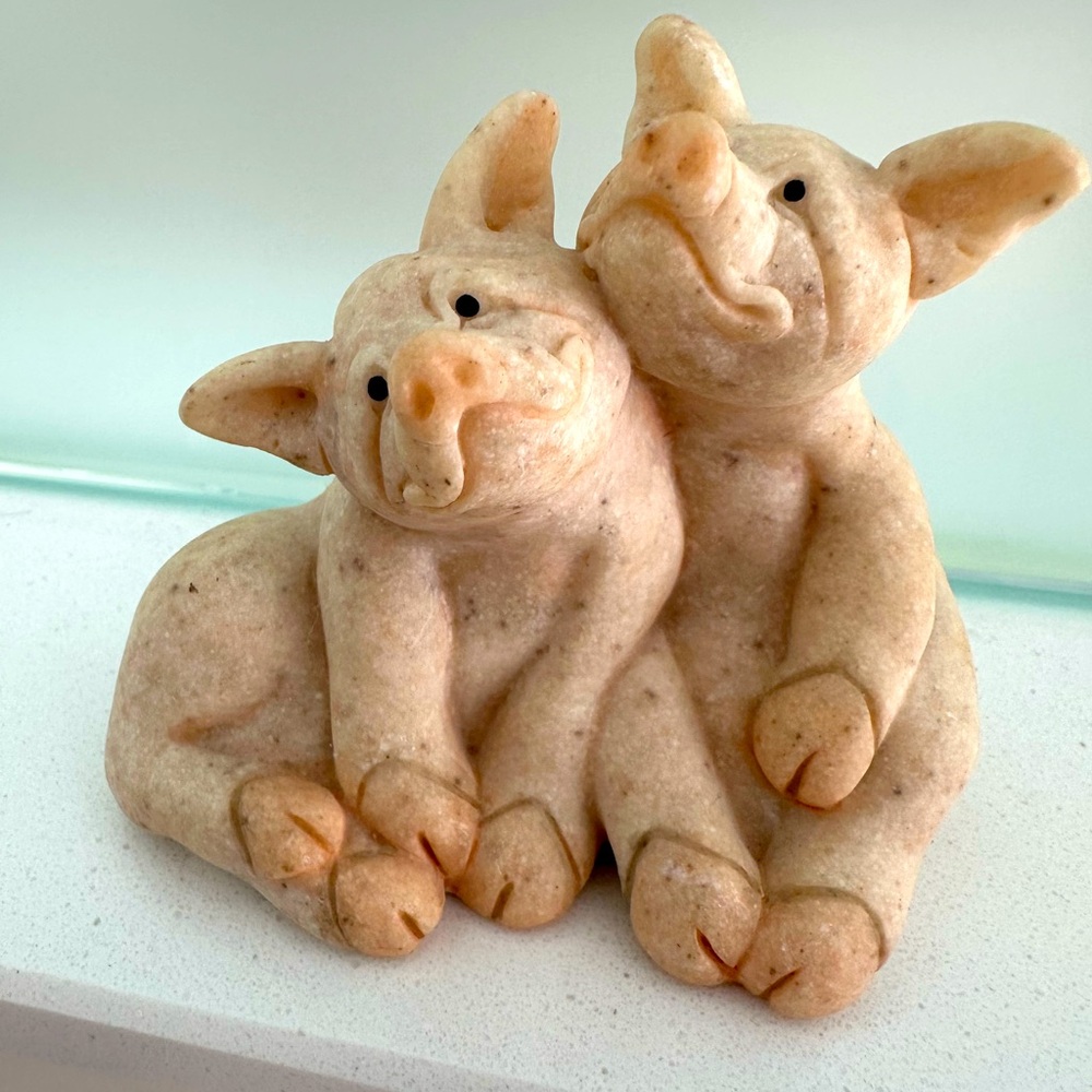 Quarry Critters Pepper & Posh Pig Figurine Collectible Second Nature Designs